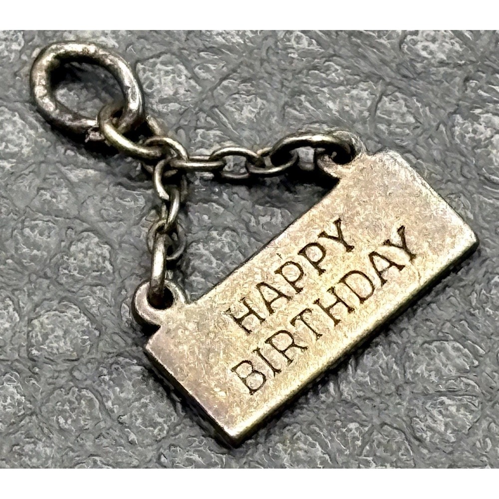 Wells Sterling Silver Happy Birthday Banner Dangle Charm Or Pendant Vintage